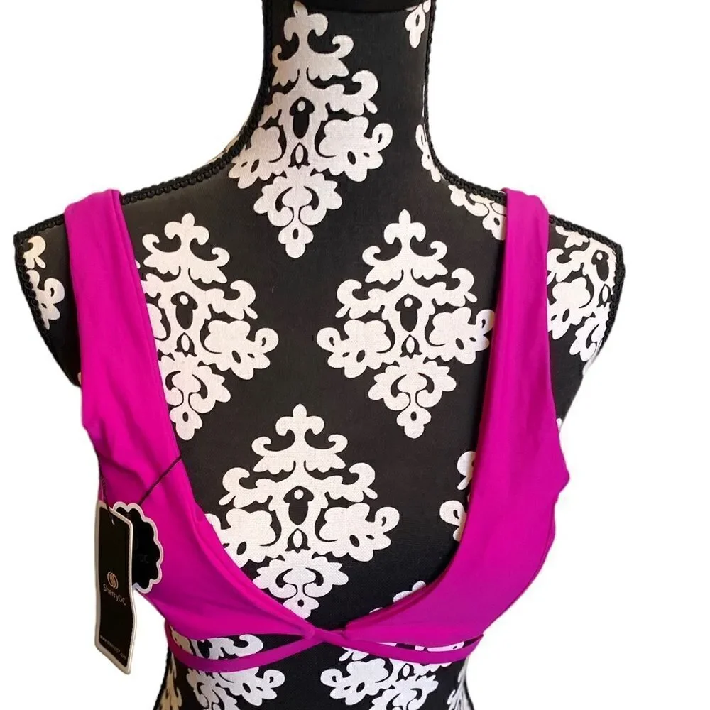 SherryDC Pink Cross Front High Cut Bikini NWT Size Medium